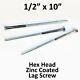 (100) 1/2 X 10 Lag Screws White Zinc Hex Heavy Duty Wood Lag Bolts (bulk Box)