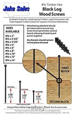 #14 X 12 Heavy Duty Black Timber/Log/Landscaping Wood Screws Exterior