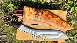 16-Inch 5 Fuller Heavy Duty Fixed Blade Kukri-Gorkha Khukur- Military Kukri Knif