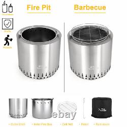 17 Stainless Steel Smokeless FirePit Wood Burning Stove for Barbecue Heavy Duty