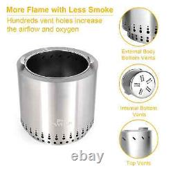 17 Stainless Steel Smokeless FirePit Wood Burning Stove for Barbecue Heavy Duty