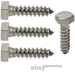 1/2 x 2-1/2 Lag Bolts Hex Head Stainless Steel Heavy Duty Wood Screws Qty 100