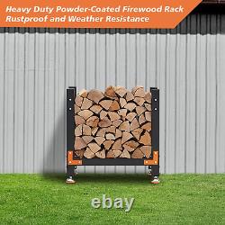 2Ft Firewood Rack, Heavy Duty Wood Rack with 4 Reinforced Metal Pieces for Firep
