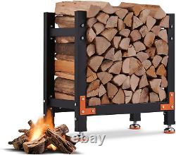 2Ft Firewood Rack, Heavy Duty Wood Rack with 4 Reinforced Metal Pieces for Firep