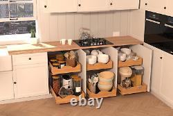2 Tier Pull Out Cabinet Organizer (20 W X 21 D), Heavy-Duty Slide Out Wood Dra