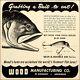 (3) Wood Manufacturing Co Fishing Lures 12 Sq Heavy Duty Usa Metal Adv Sign