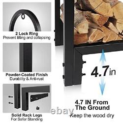 4Ft Firewood Rack Holder for Fireplace, Wood Storage Outdoor Heavy Duty Steel