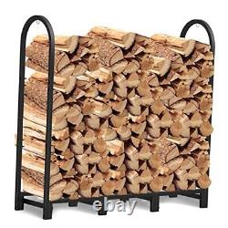 4Ft Firewood Rack Holder for Fireplace, Wood Storage Outdoor Heavy Duty Steel