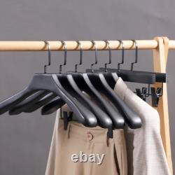 50 Curved Wooden Suit Hangers Extra Wide Wood Heavy Duty 360° Swivel Hook Hanger