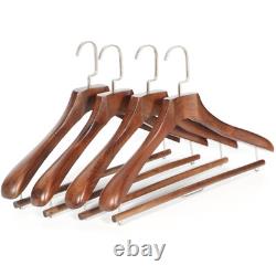 50x Wooden Suits Hanger Velvet Pants Bar Extra Wide Heavy Duty Outerwear Hangers