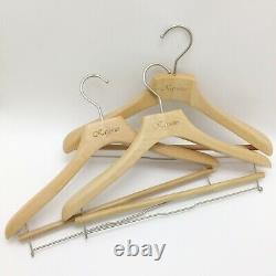 50x Wooden Suits Hanger Velvet Pants Bar Extra Wide Heavy Duty Outerwear Hangers