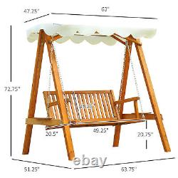 65 Swing Chair Hammock Garden Furniture Heavy-Duty with Canopy Patio Garden