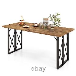 67'' Heavy-Duty Rectangle Table Acacia Wood Dining Table with Umbrella Hole Patio