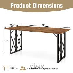 67'' Heavy-Duty Rectangle Table Acacia Wood Dining Table with Umbrella Hole Patio