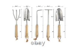 6 Piece Stainless Steel Heavy Duty Garden Tools Set, with Ash Wood Handle and