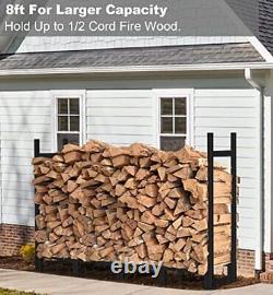 8ft Firewood Rack Outdoor Adjustable Heavy Duty Wood Rack Fire Wood Holder 8FT