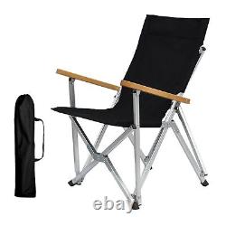 (Black) Folding Chair Scratch Resistant Camping Chair Heavy Duty Wood