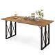 Costway 67 Patio Rectangle Table Heavy-duty Acacia Wood Dining Table With