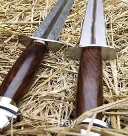 Custom Handmade Pair of Damascus and D2 Tool Steel Heavy Duty Sword