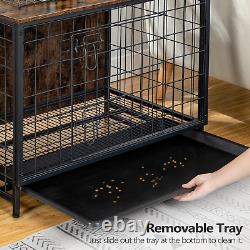 Dog Crate Furniture, Wooden Dog Kennel with Removable Tray, Heavy-Duty Dog Cage
