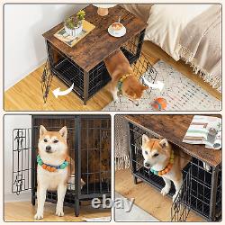 Dog Crate Furniture, Wooden Dog Kennel with Removable Tray, Heavy-Duty Dog Cage