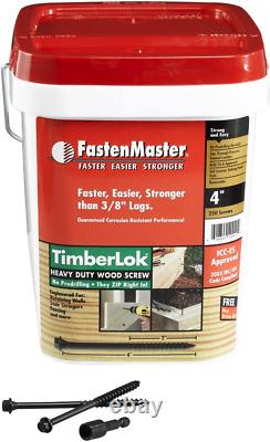 FMTLOK04-250 Timberlok Heavy-Duty Wood Screw, 4 Inches, 250-Count, 4, Black, 25