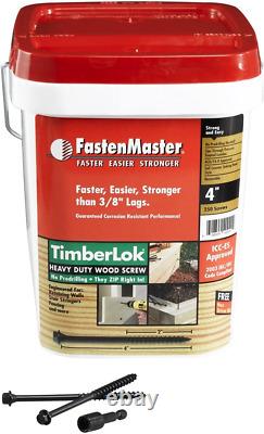 FastenMaster FMTLOK04-250 TimberLOK Heavy-Duty Wood Screw, 4 Inches, 250-Count