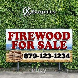 Fire Wood Banner 13 oz Heavy-Duty Vinyl Single-Sided with Metal Grommets Sign