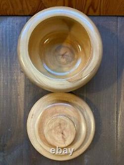 Hand turned crafted made wooden wood bowl box lid lathe heavy duty signed artist