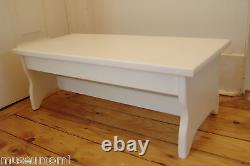 Handcrafted Heavy Duty Step Stool 24 x8.5 Wood Kitchen Bedside, White or custom