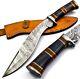 Handmade Damascus Steel Heavy Duty Kukri Knife Sharp Blade, With Leather Sheath