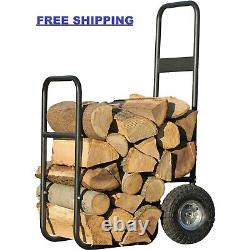 Haul-It Wood Mover Rolling Rack Firewood Cart Heavy Duty Tubular Steel Black New
