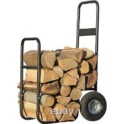 Haul-It Wood Mover Rolling Rack Firewood Cart Heavy Duty Tubular Steel Black New