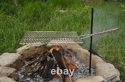 Heavy Duty Large Campfire Grill, Fully Adjustable Swiveling handle
