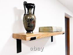 Heavy Duty Shelf Floating Shelves Wall Solid Oak Wood Mounted Shelf With Bracket