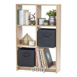 IRIS Cube Storage Organizer 6-Compartments Light Brown Wood Heavy-Duty with Screws
