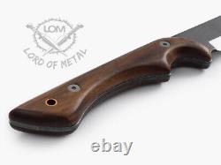 Lom Handmade 5160 Carbon Steel Rose Wood Heavy Duty Machete Bowie With Sheath