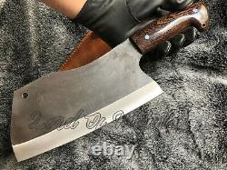 Lom Handmade Carbon Steel Wenge Wood Heavy Duty Chopper Knife With Sheath