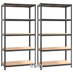NNEVL 5-Layer Heavy-duty Shelves 2 pcs Grey Steel&Engineered Wood