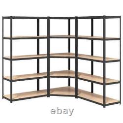 NNEVL 5-Layer Heavy-duty Shelves 3 pcs Grey Steel&Engineered Wood