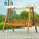 Outsunny Heavy-duty 3 Seater Hardwood Swing Chair Hammock With Canopy Patio Garden