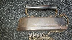 SALE Antique heavy duty industrial sad iron with wood handle 1900's Rare 16 lbs