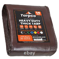 Tarpco Safety Extra Heavy Duty 14 Mil Waterproof Tarp for Roof, Patio, Pool, Boat