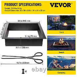VEVOR 30 ID & 36 OD Outdoor Heavy Duty 2.0mm Steel Square Fire Pit Ring Insert