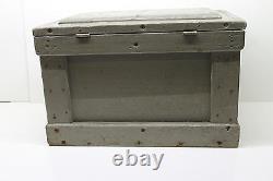 Vintage Heavy Duty Hand Made Primitive Hard Wood Storage Chest Box Tool + Tray