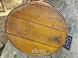 Vintage Heavy Duty Quality Wooden Cheese Box Handpainted Folk Art 15 x 9