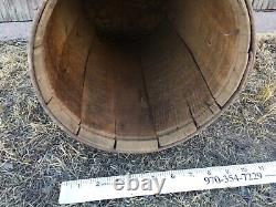 Vintage Wooden Primitive Wire Banded Nail Keg Barrel HEAVY-DUTY 18 x 14 dia