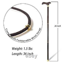 Walking Cane -Natural Ebony Wood, Foldable, Heavy Duty, with 36 Inch(Brown)