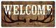 Welcome Deer Antlers Wood Look 24 Heavy Duty Usa Made Metal Home Decor Sign