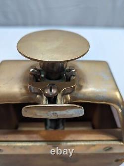 Wonderful Antique Brass & Wood Butter Cheese Press Mold Letter M Heavy Duty